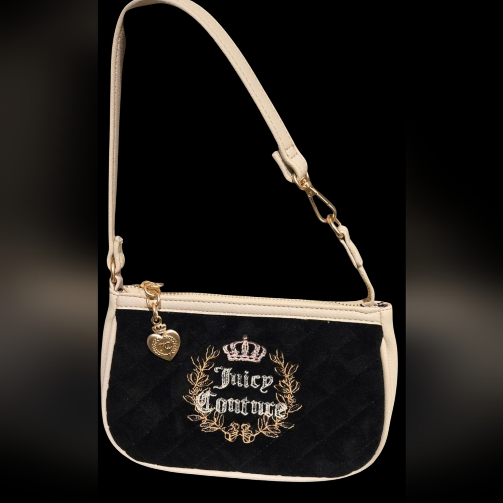Juicy Couture Black and Cream Wristlet with Gold Accents ~ EC No Callouts